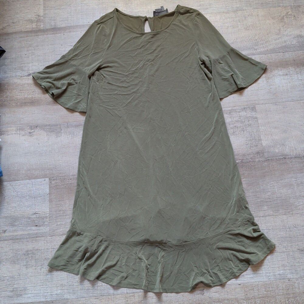 Pilcro and the Letterpress Anthropologie Womens Green Bell Sleeve Shift Dress M